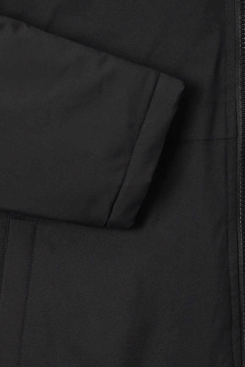 Men's Hooded Regular Fit Solid Panelled Black Jackets