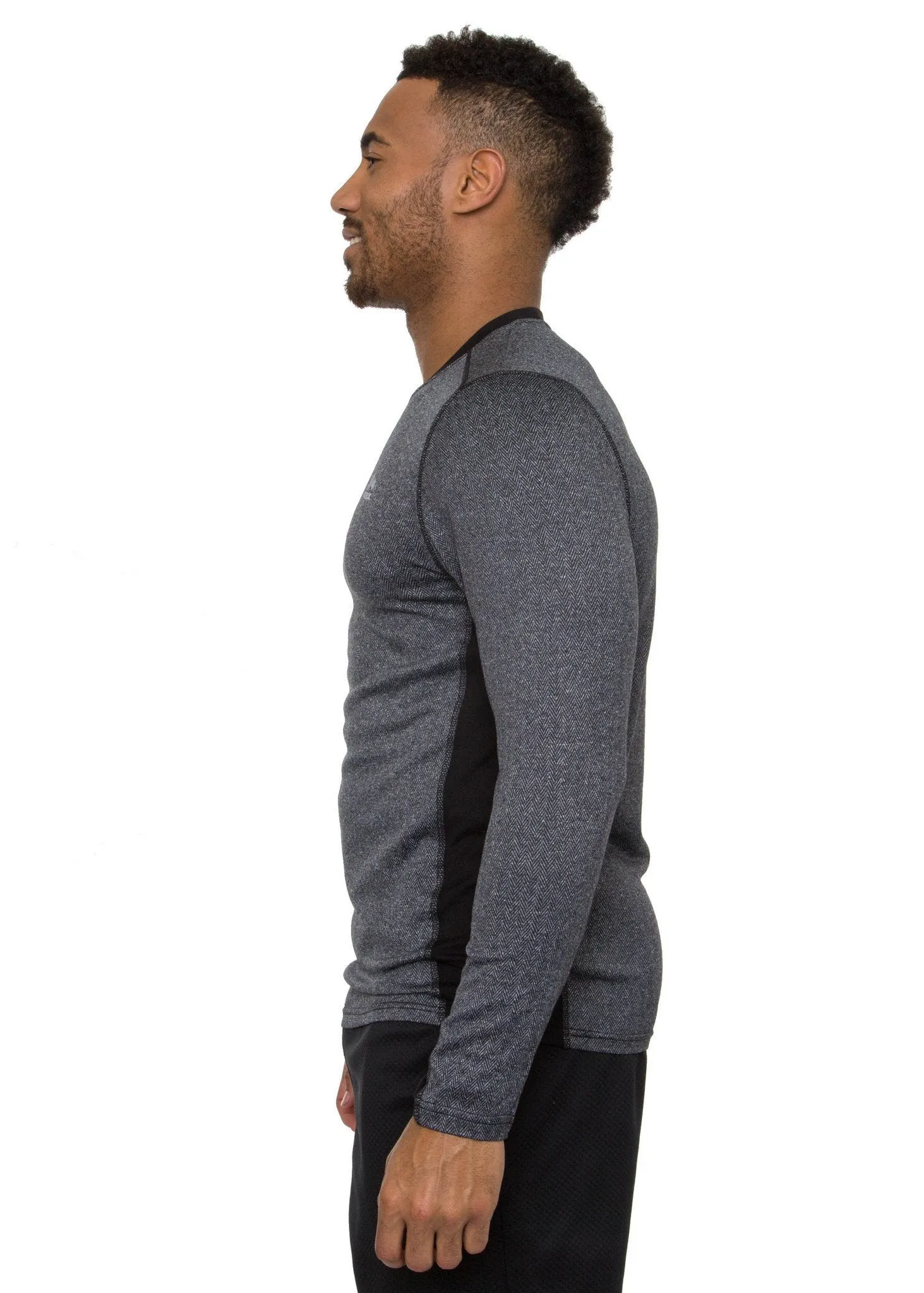 Men's Jacquard Herringbone Long Sleeve Thermal Shirt Charcoal