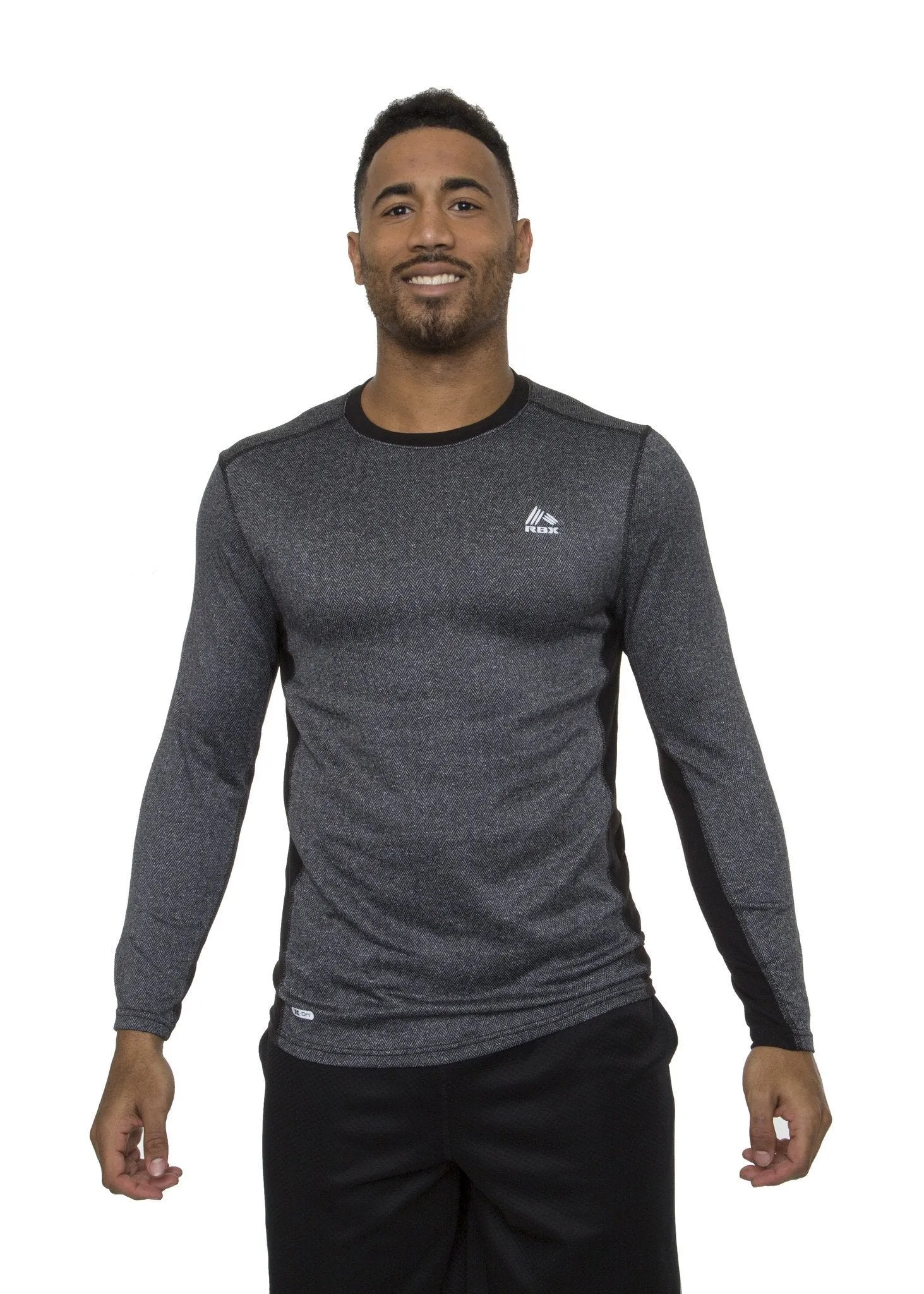 Men's Jacquard Herringbone Long Sleeve Thermal Shirt Charcoal