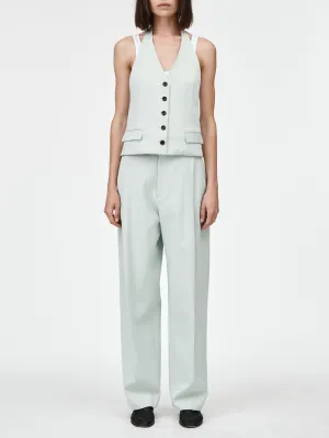 Mid Rise Single Pleat Front Trouser in Seaglass