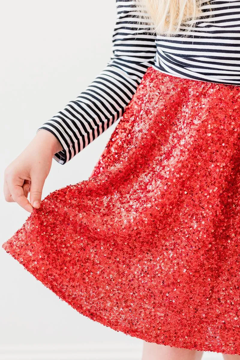 Mila & Rose Sequin Twirl Skirt - Red