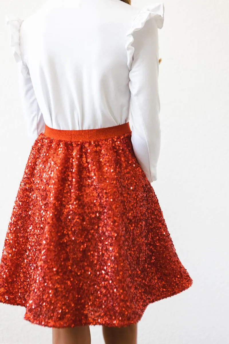 Mila & Rose Sequin Twirl Skirt - Red