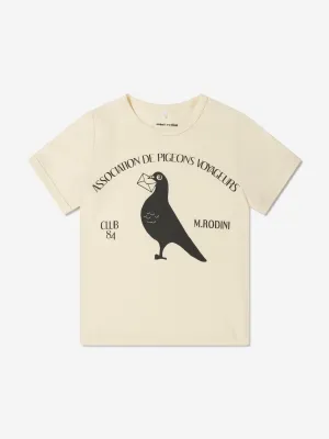Mini Rodini Girls Organic Cotton Pigeon T-Shirt In White
