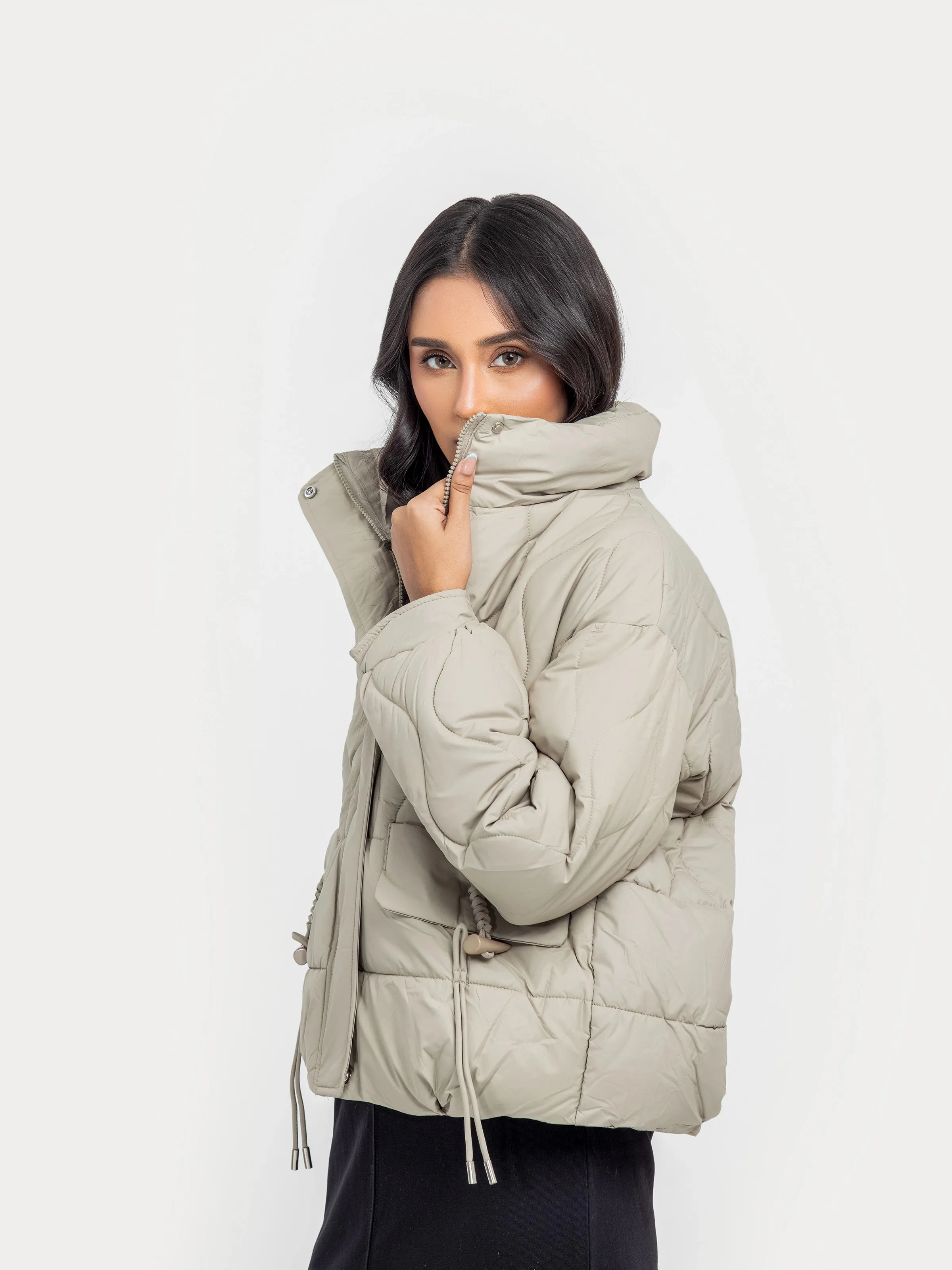 Mock Neck Quilted Jacket - FWTJP24-016