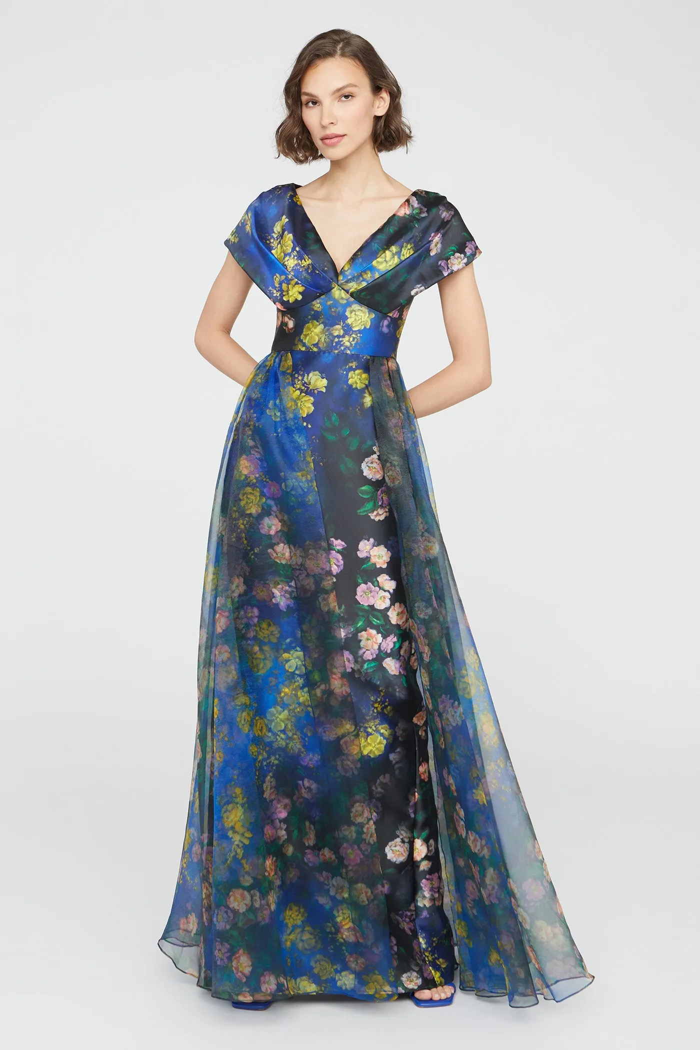 Nadia Draped V Neck Gown