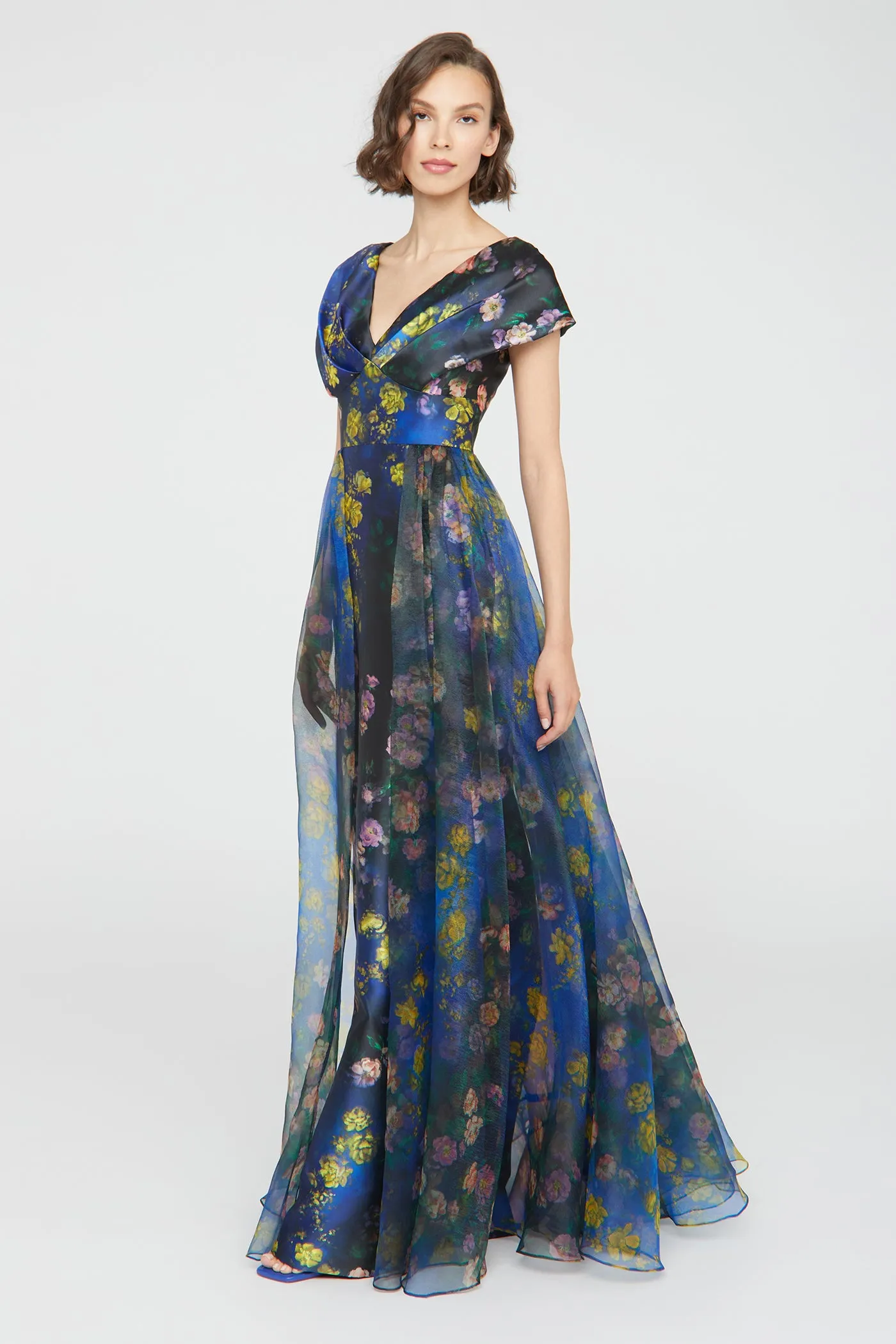 Nadia Draped V Neck Gown