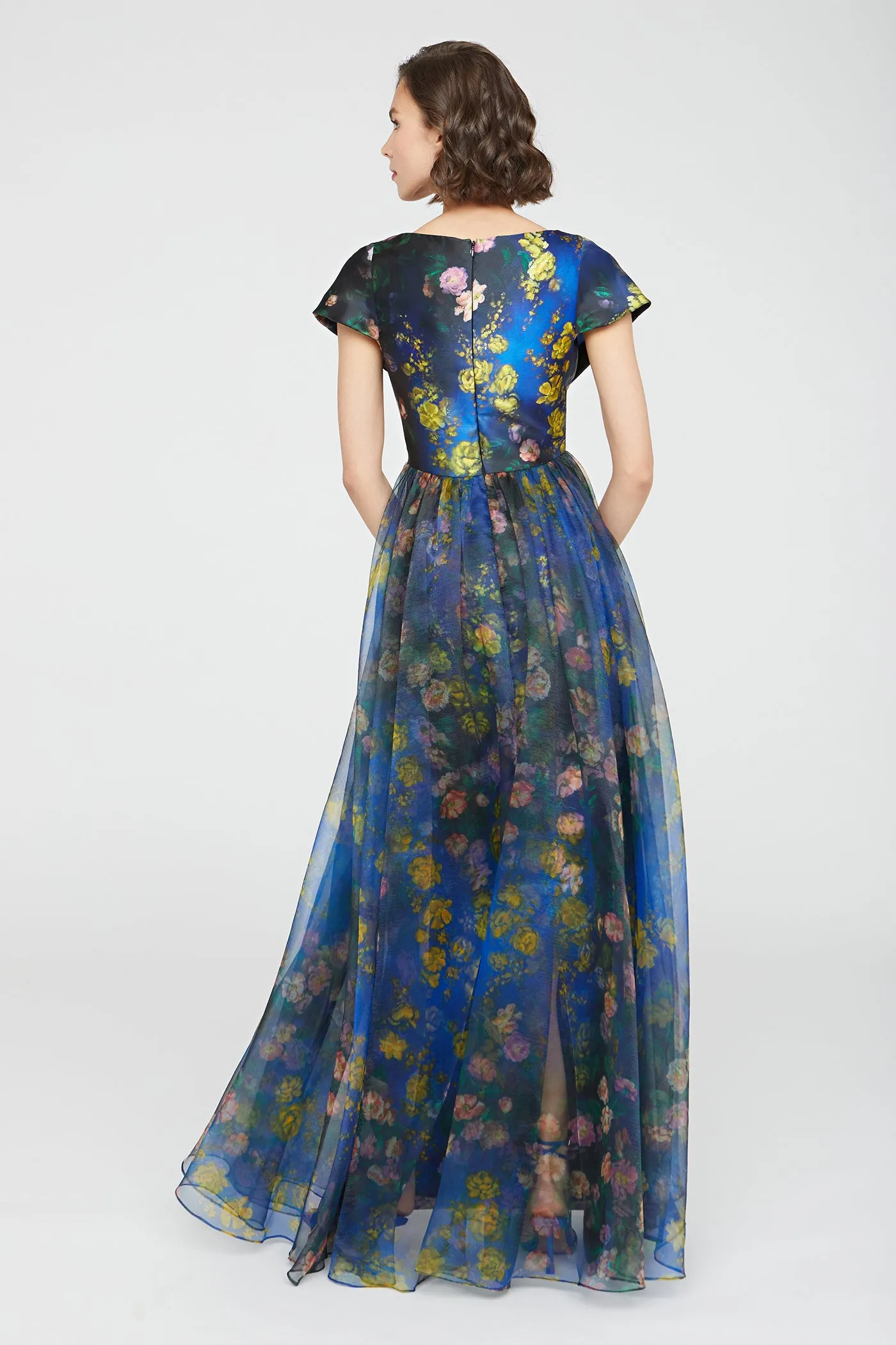 Nadia Draped V Neck Gown