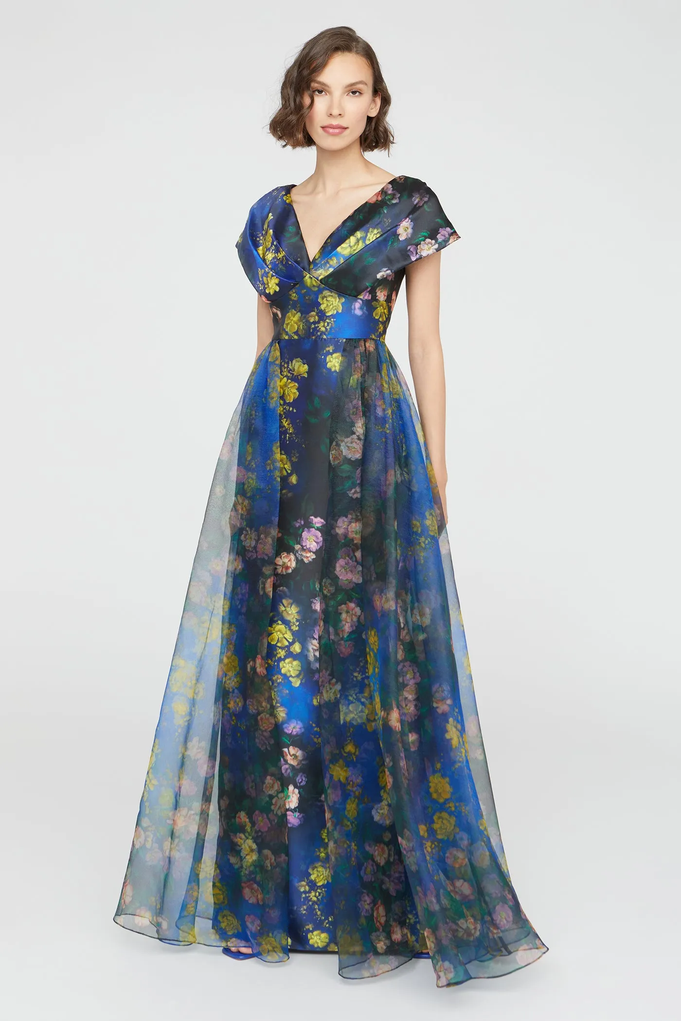 Nadia Draped V Neck Gown