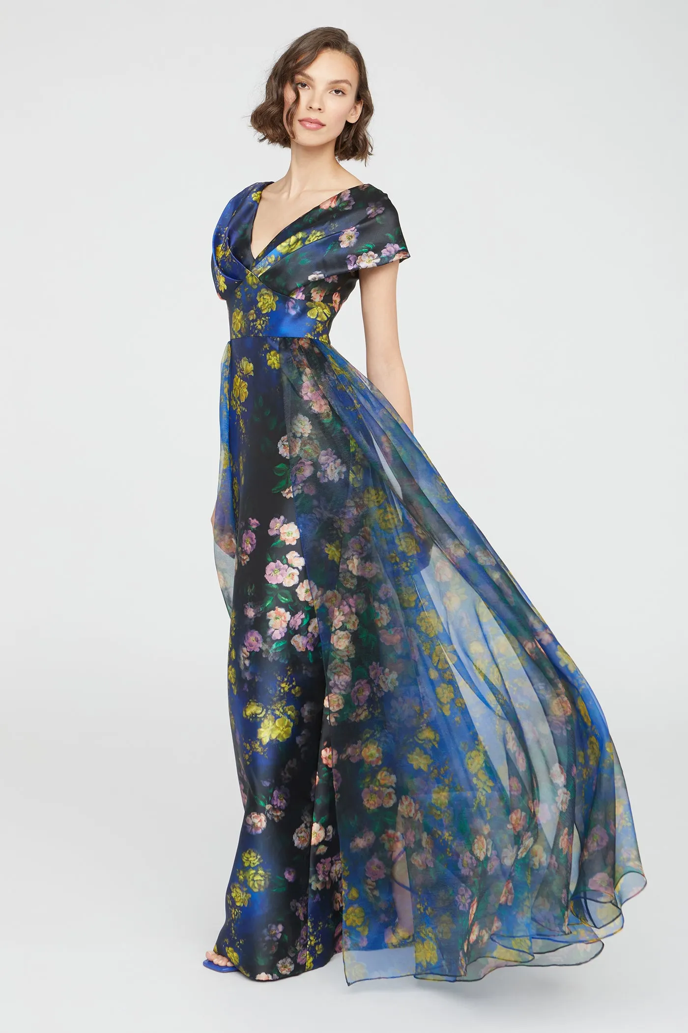Nadia Draped V Neck Gown