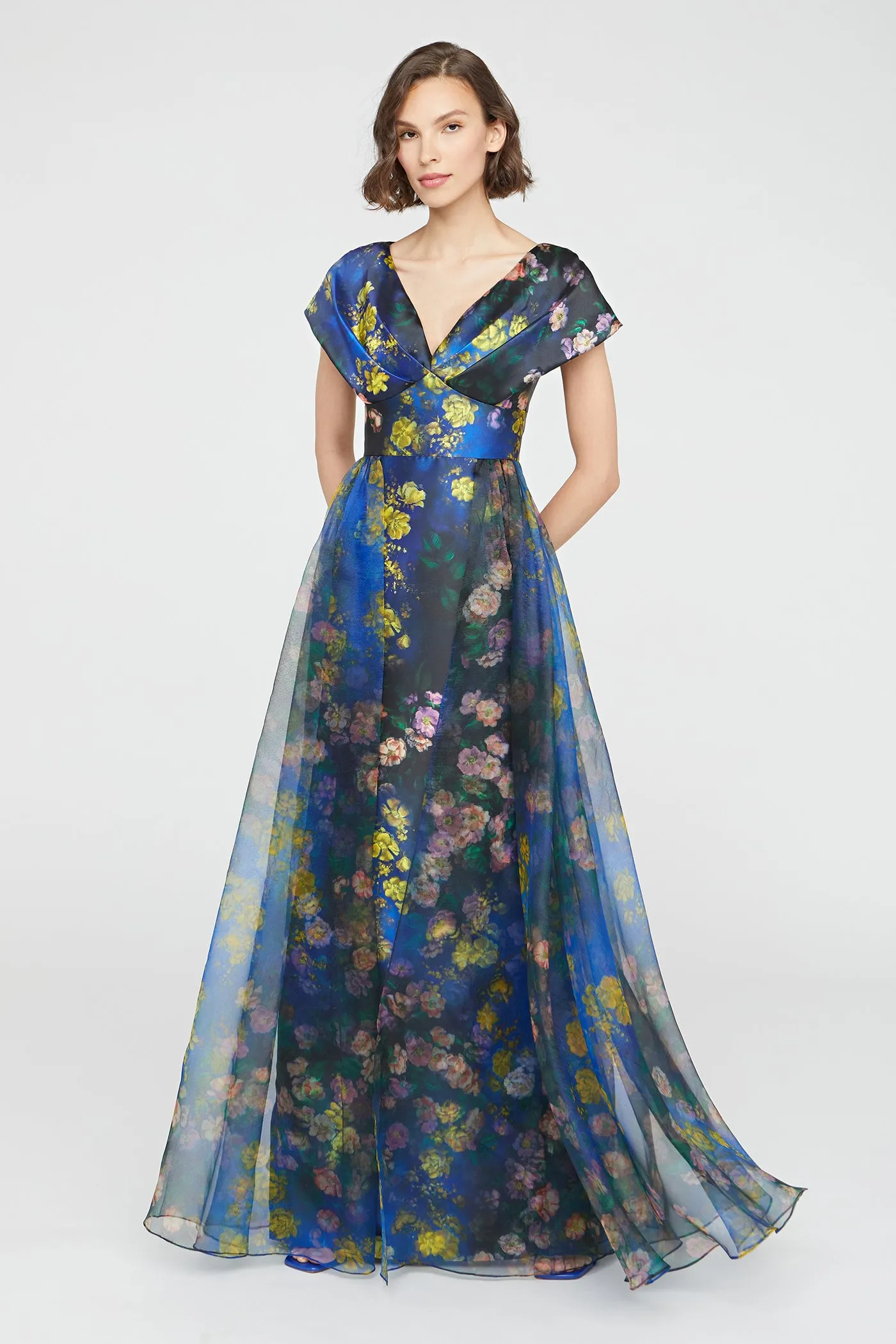 Nadia Draped V Neck Gown