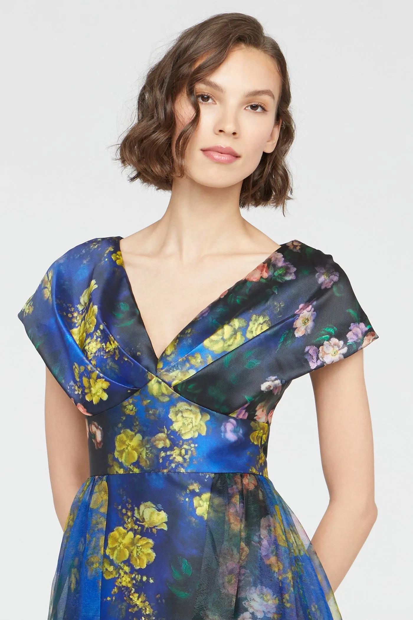 Nadia Draped V Neck Gown