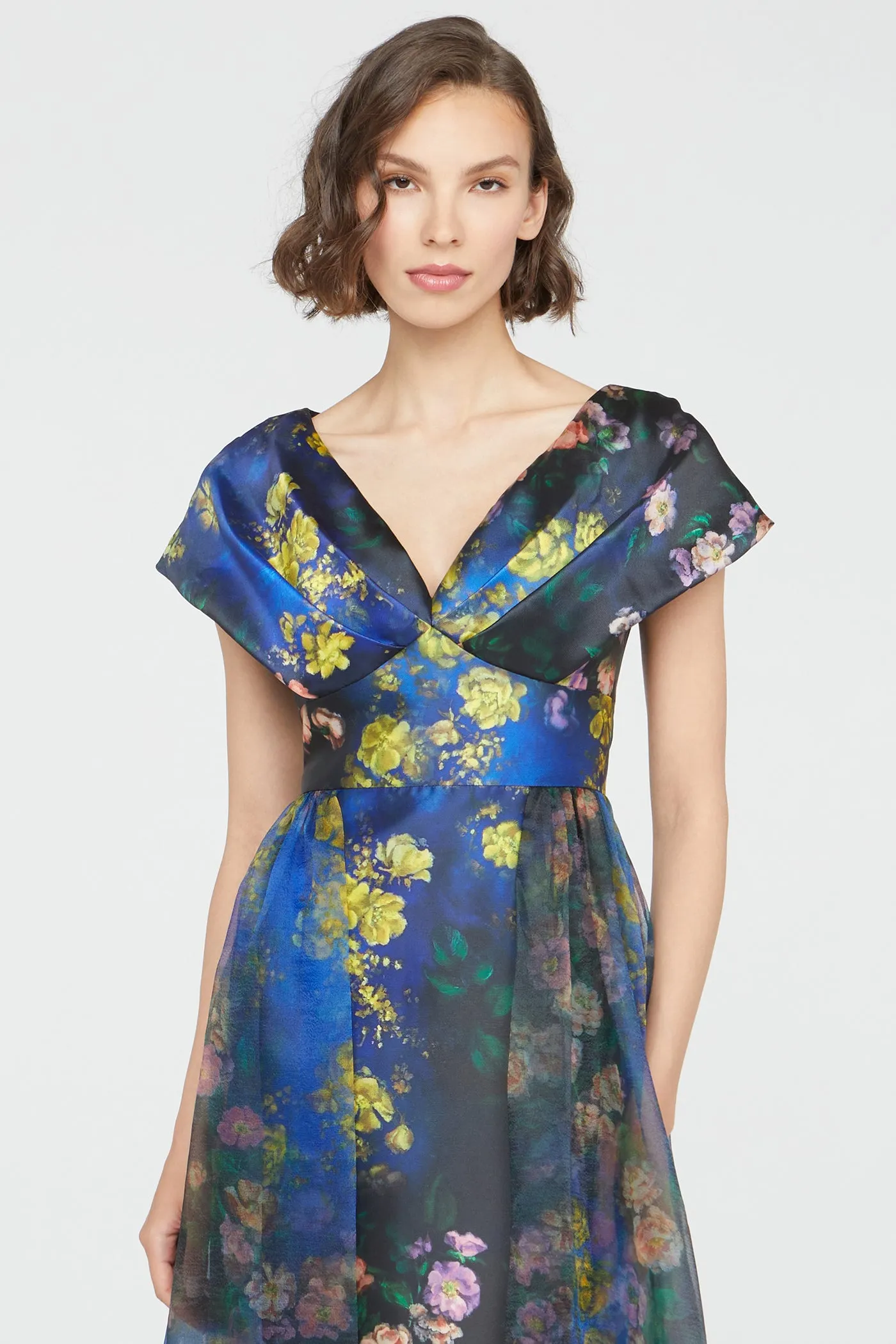 Nadia Draped V Neck Gown