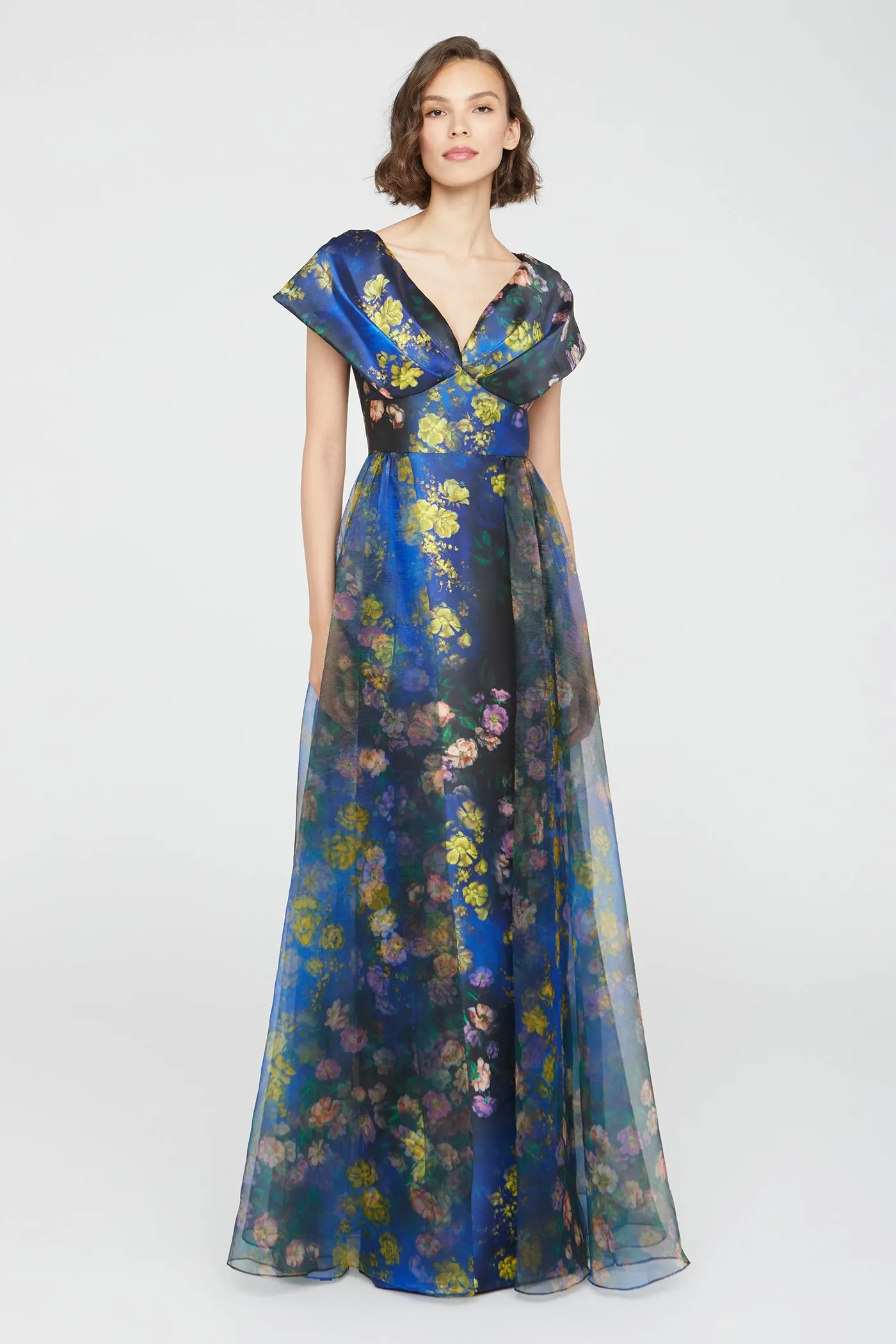 Nadia Draped V Neck Gown