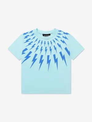Neil Barrett Boys Thunderbolt T-Shirt in Aquamarine