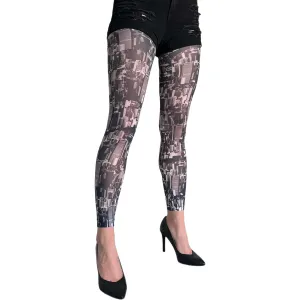New York Skyline Printed Footless Tights