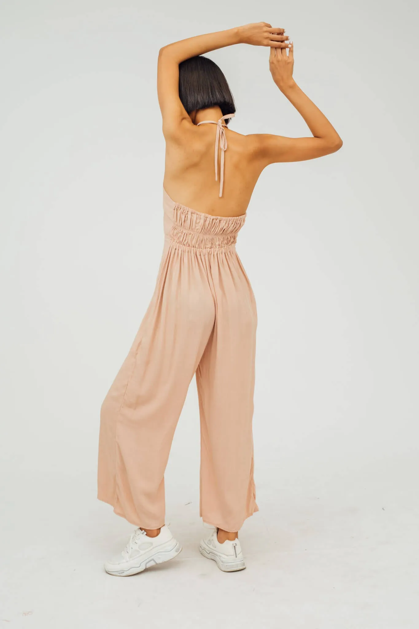 Nyla Halter Wide Leg Jumpsuit (Blush)