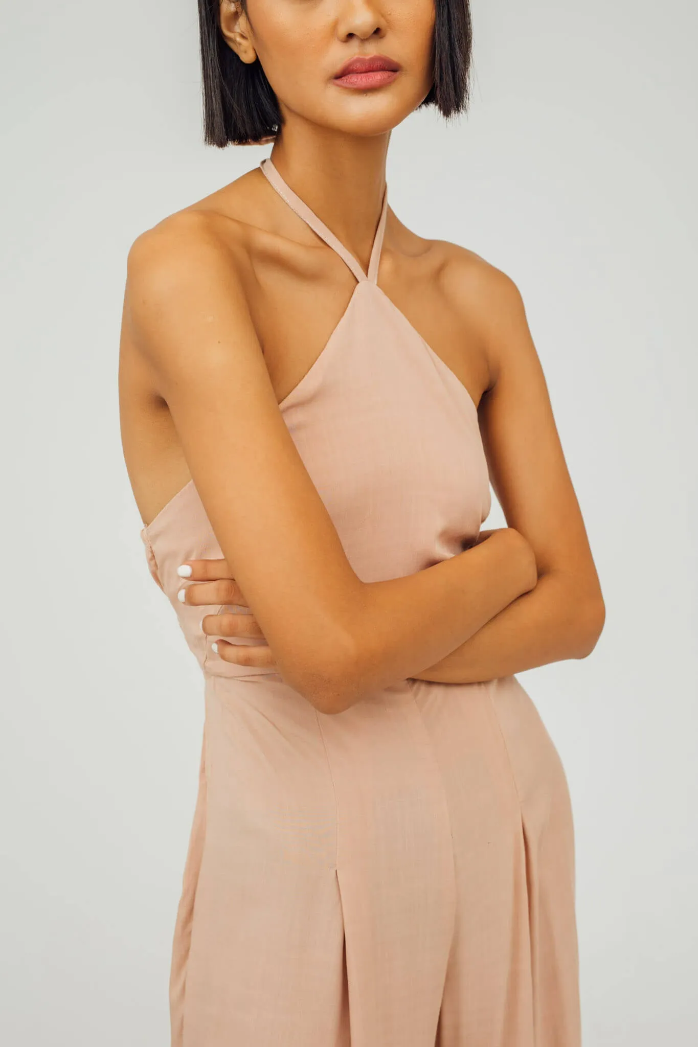 Nyla Halter Wide Leg Jumpsuit (Blush)