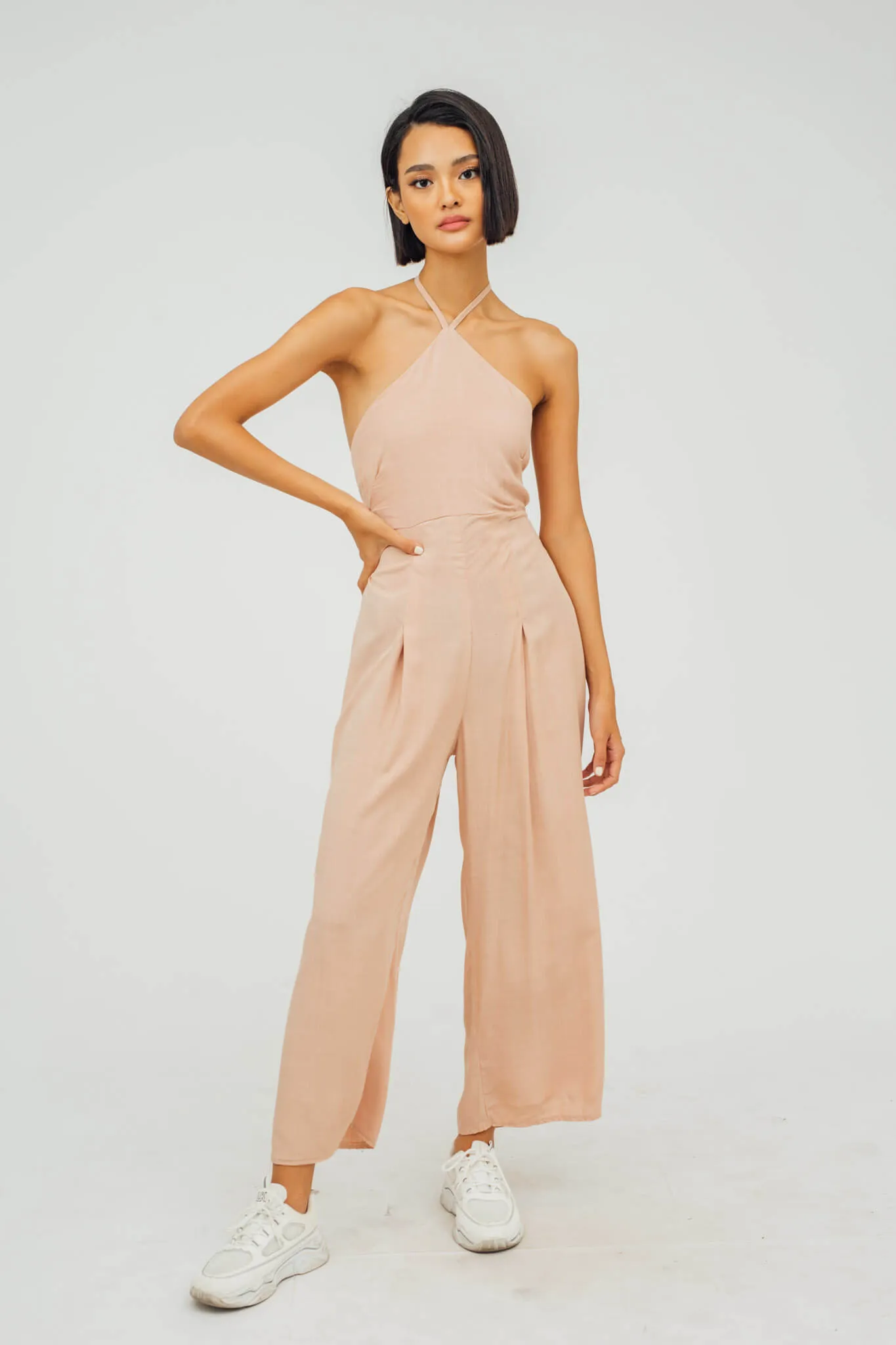 Nyla Halter Wide Leg Jumpsuit (Blush)