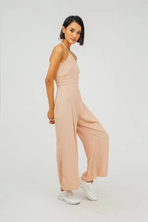 Nyla Halter Wide Leg Jumpsuit (Blush)