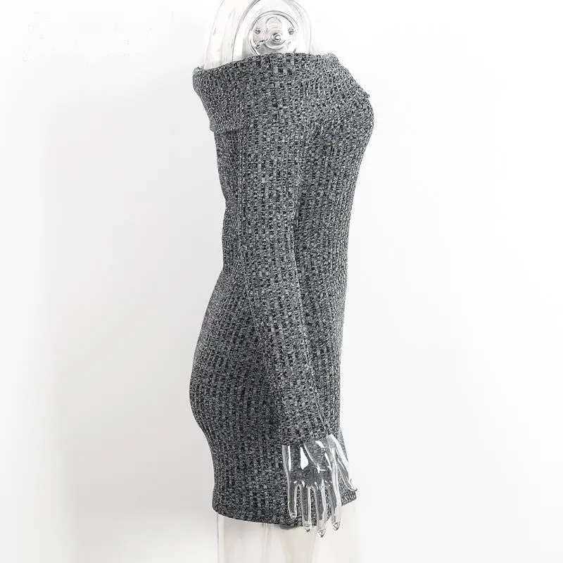 Off Shoulder Bodycon Dress With Slash Neck