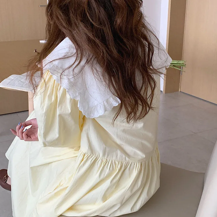 Pastel Babydoll Dress with Oversized Ruffle Collar
