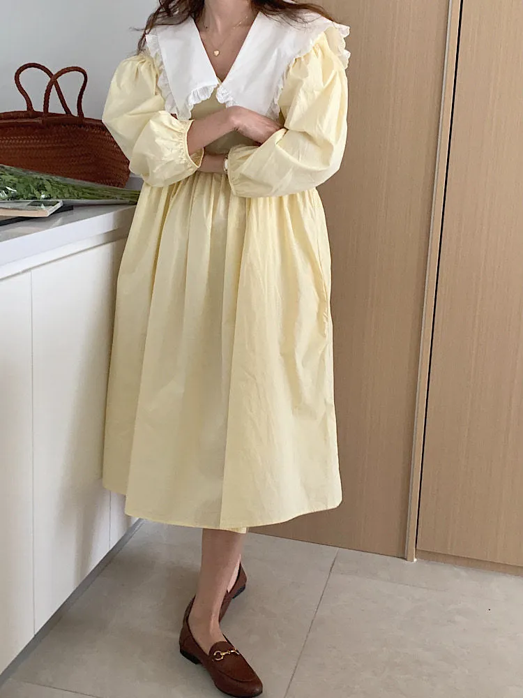 Pastel Babydoll Dress with Oversized Ruffle Collar