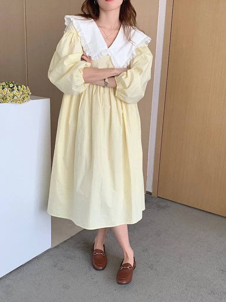 Pastel Babydoll Dress with Oversized Ruffle Collar