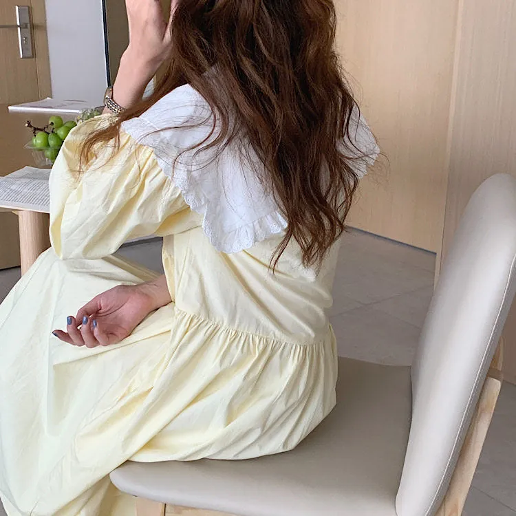 Pastel Babydoll Dress with Oversized Ruffle Collar