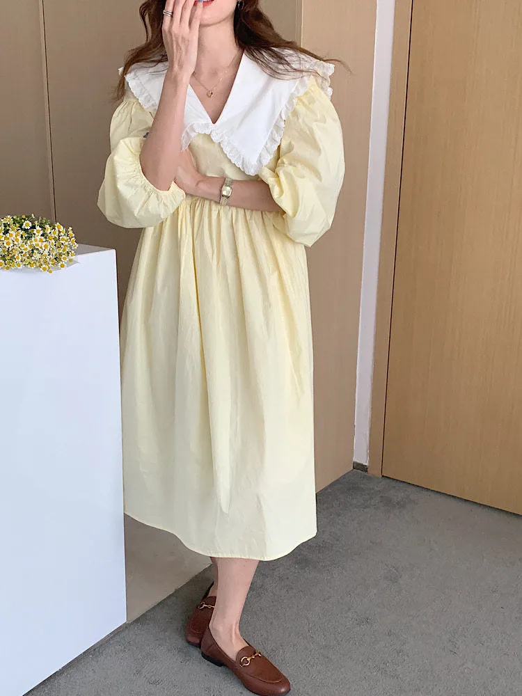 Pastel Babydoll Dress with Oversized Ruffle Collar