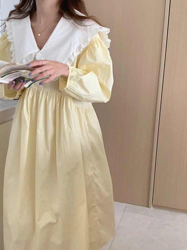 Pastel Babydoll Dress with Oversized Ruffle Collar