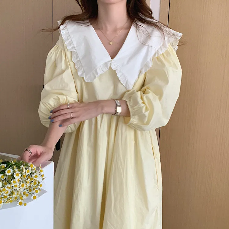 Pastel Babydoll Dress with Oversized Ruffle Collar