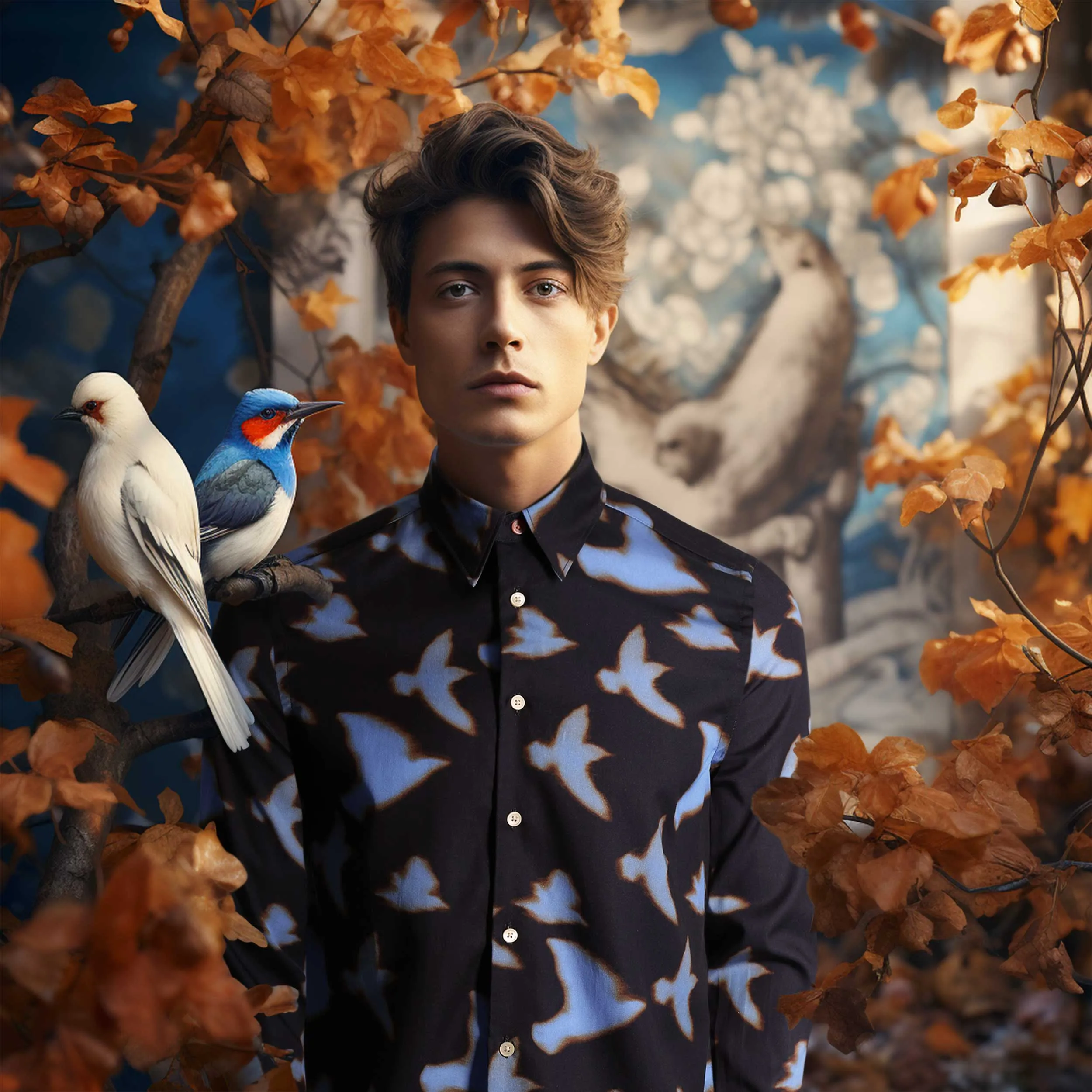 Paul Smith Birds Tailored Fit Shirt in Dark Navy