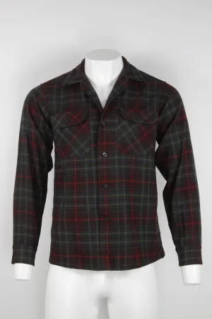 Pendleton loop collar Plaid wool flannel shirt  - M