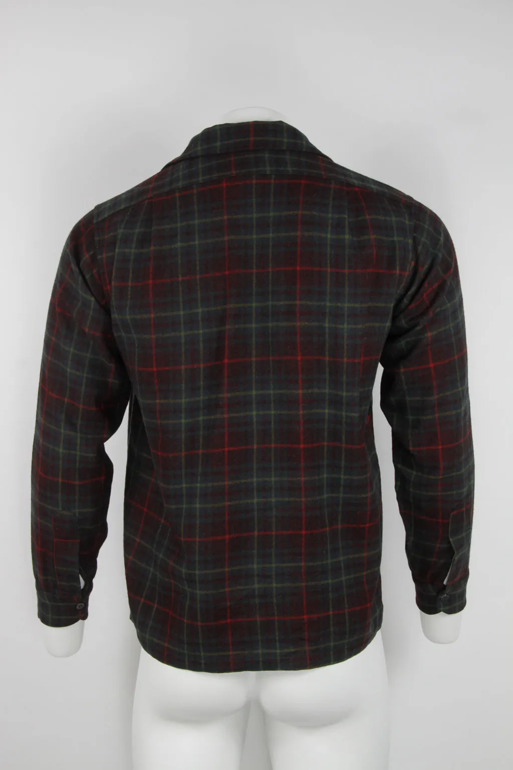 Pendleton loop collar Plaid wool flannel shirt  - M