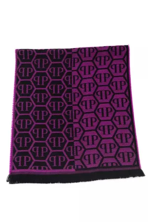Philipp Plein Purple Wool Men Scarf