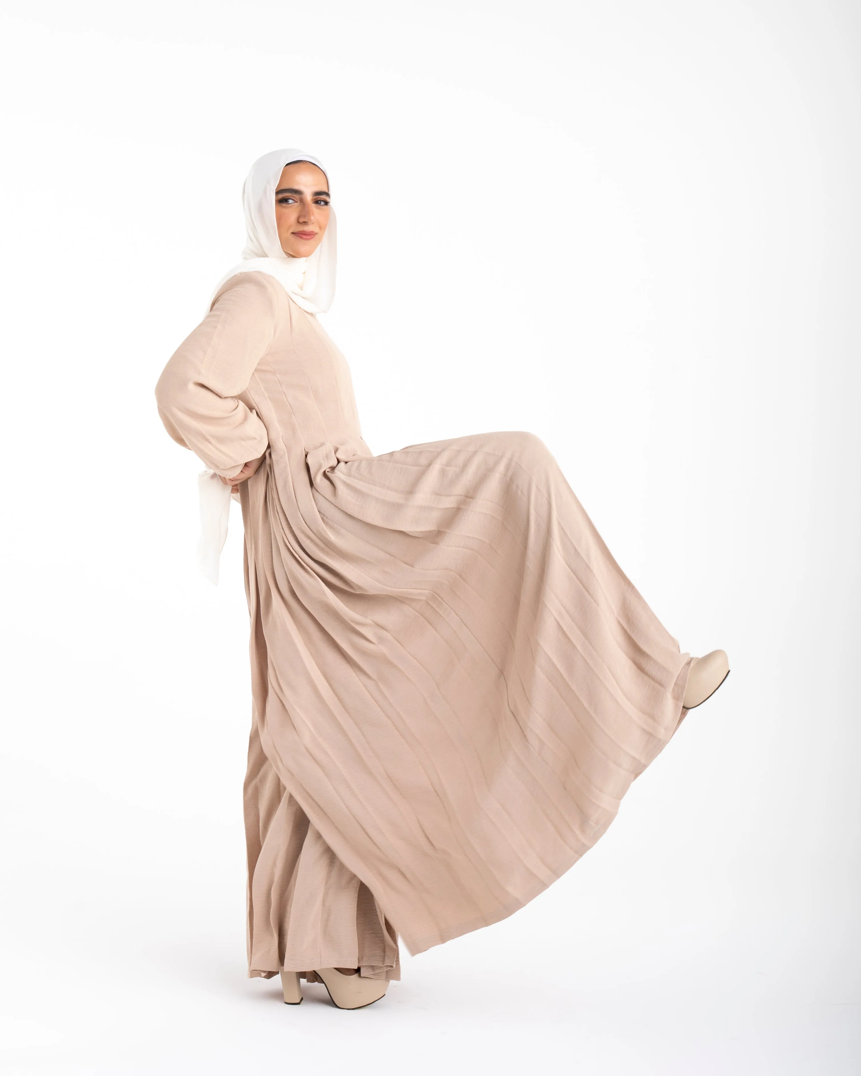 Pleated Jumpsuit Beige