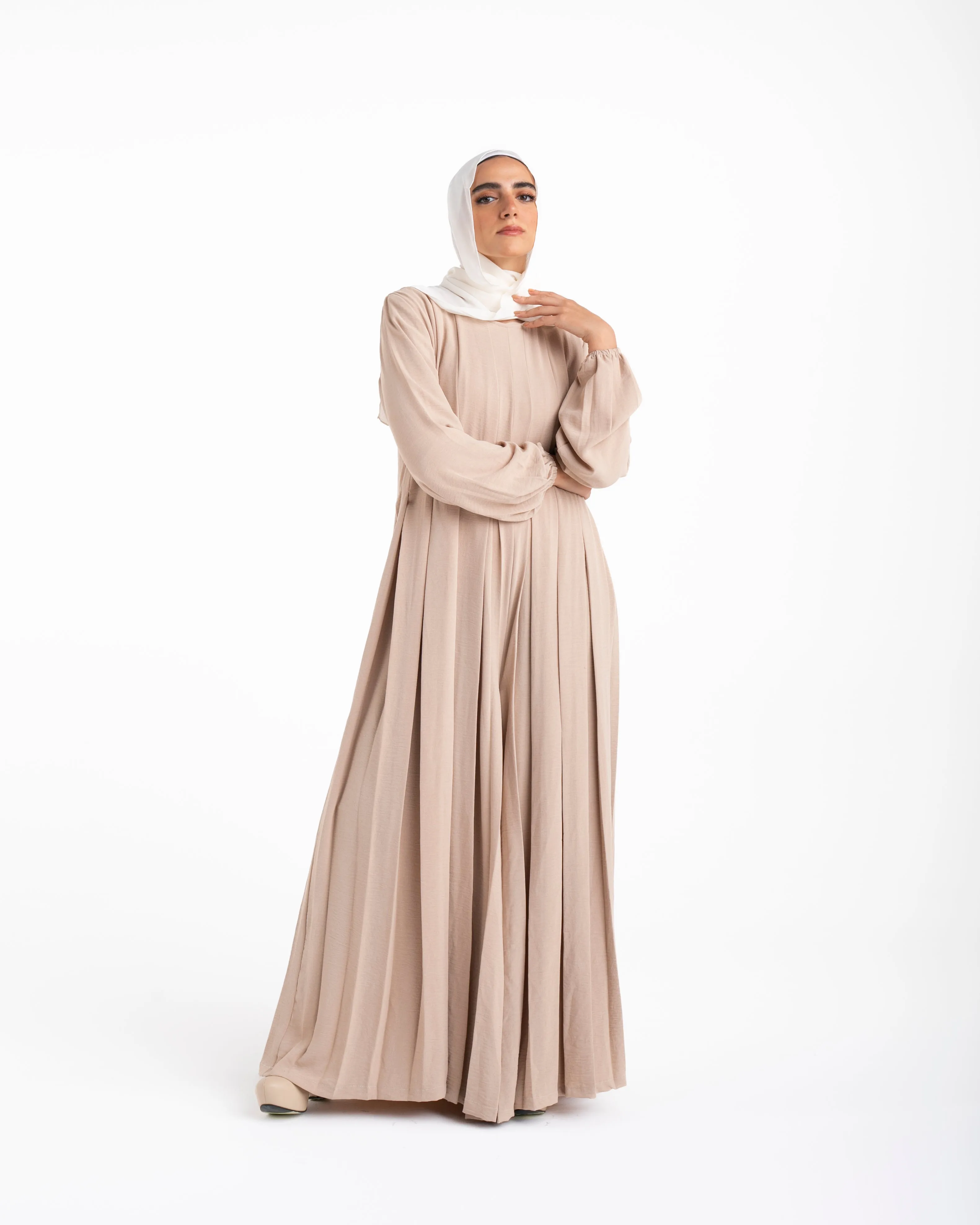 Pleated Jumpsuit Beige