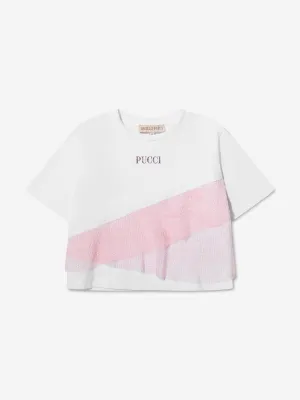 Pucci Girls Ruffle Detail Logo T-Shirt