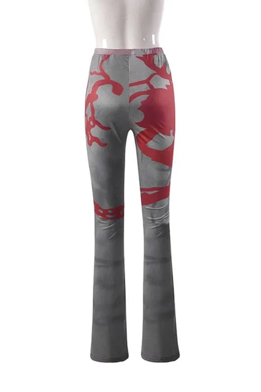 PY413 Tie Dye Bootcut Casual Pants