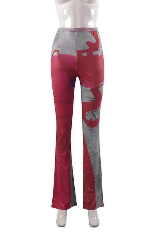 PY413 Tie Dye Bootcut Casual Pants