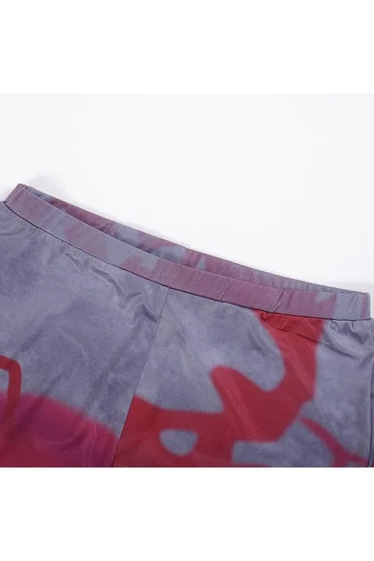 PY413 Tie Dye Bootcut Casual Pants