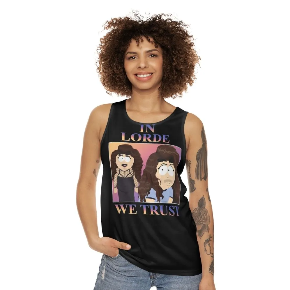 "Lorde-Inspired Unisex Tank Top: 'In Lorde We Trust'"