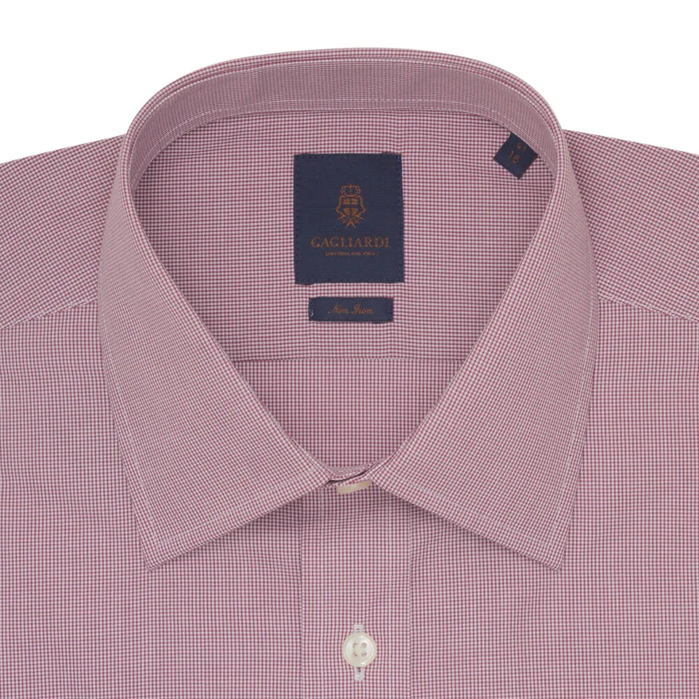 Red Micro Gingham Tailored Fit Shirt