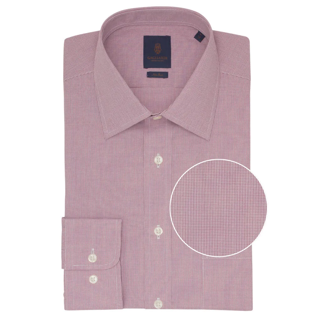 Red Micro Gingham Tailored Fit Shirt