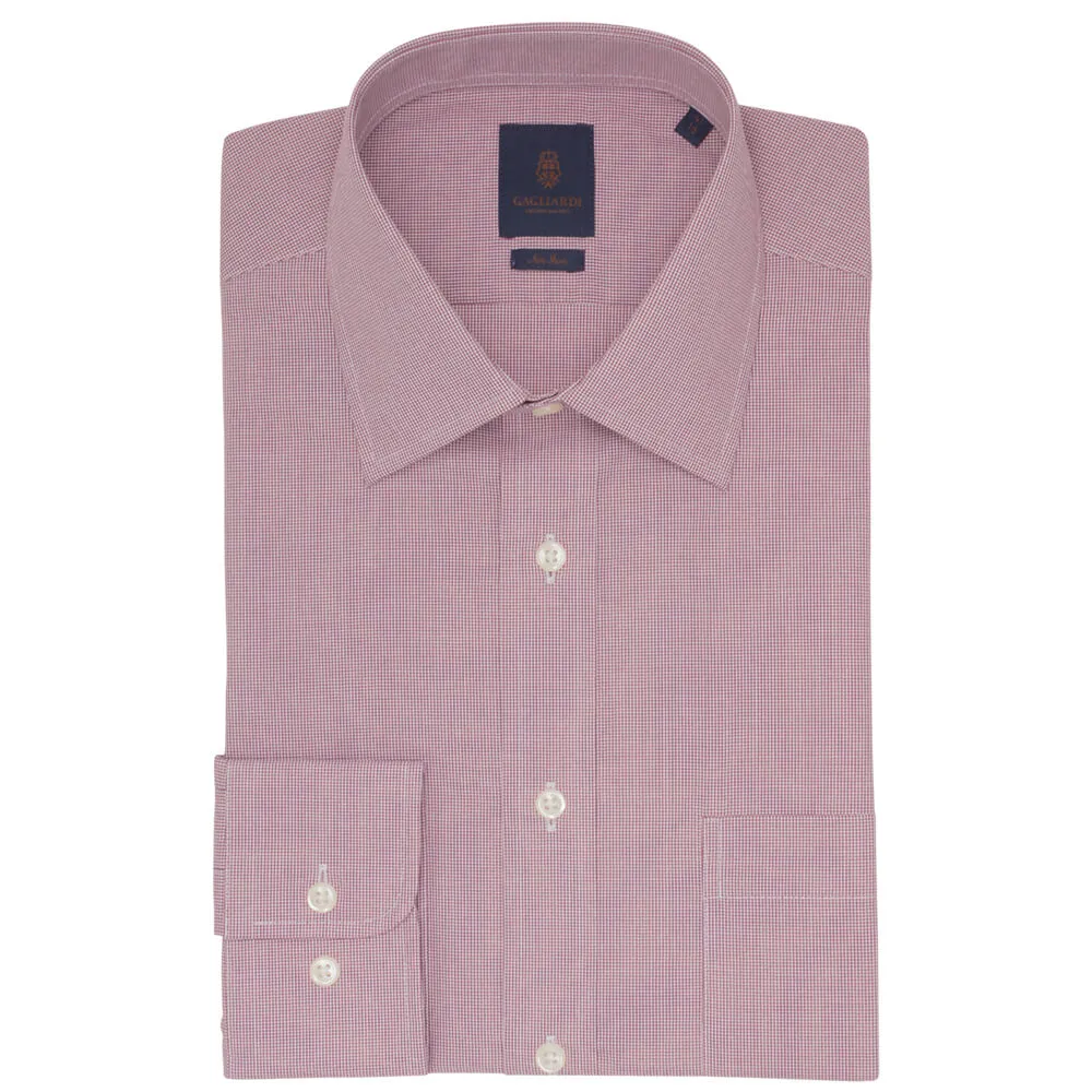 Red Micro Gingham Tailored Fit Shirt