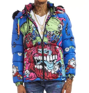Reelistik-Psycho Eye Puffer Jacket-Blue