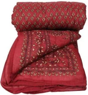 Retagit Rajasthani Traditional Light Weight Pure Cotton Single Bed Soft Jaipuri AC Quilt/Razai Floral Print (Size 85X55 inch)