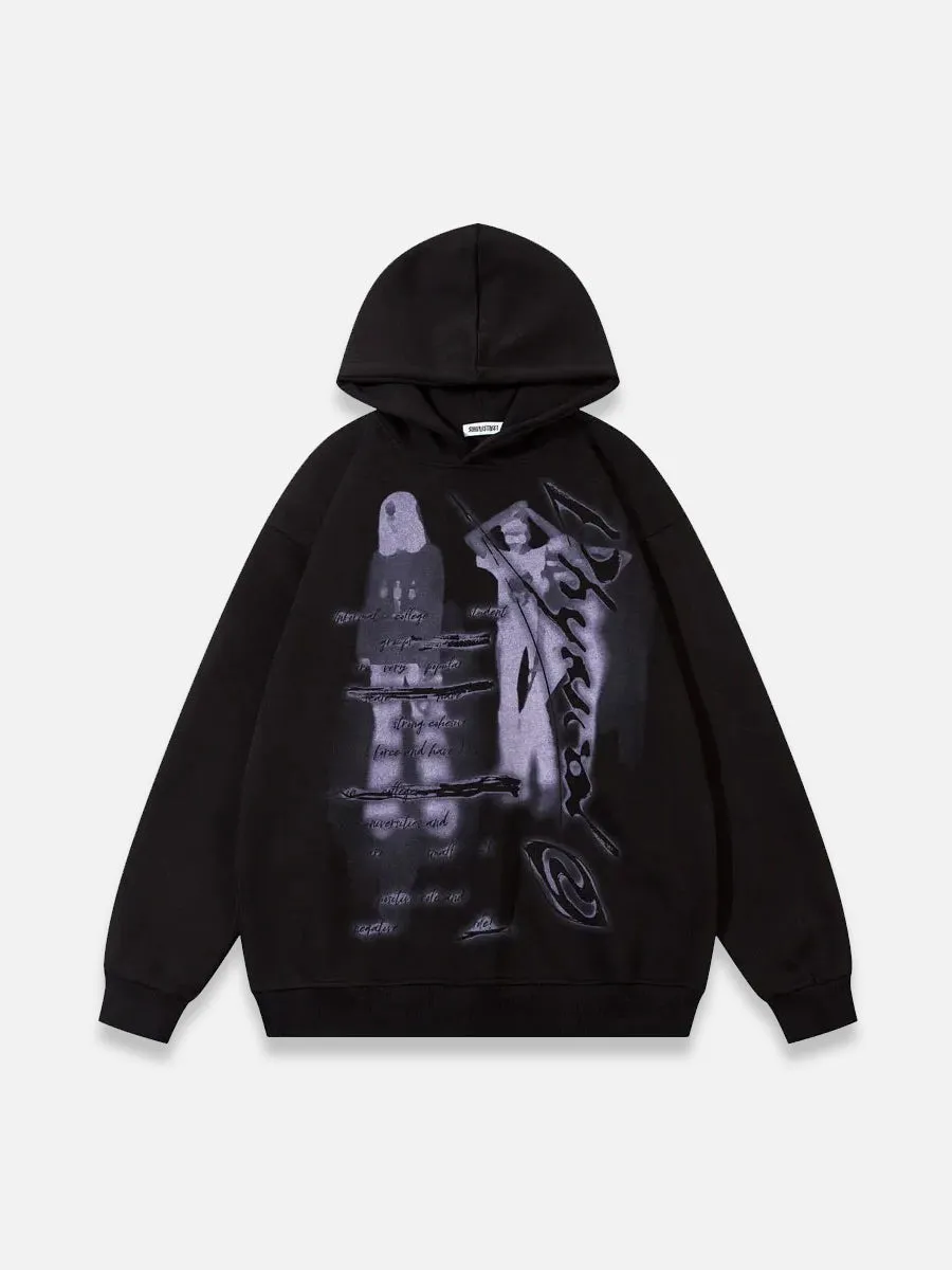 Shadow Print Y2K Hoodie