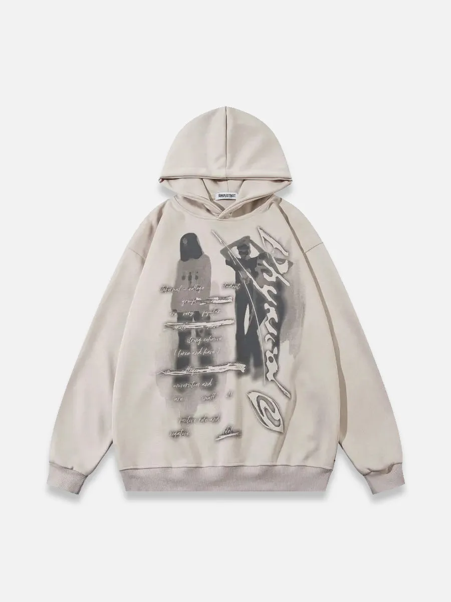 Shadow Print Y2K Hoodie