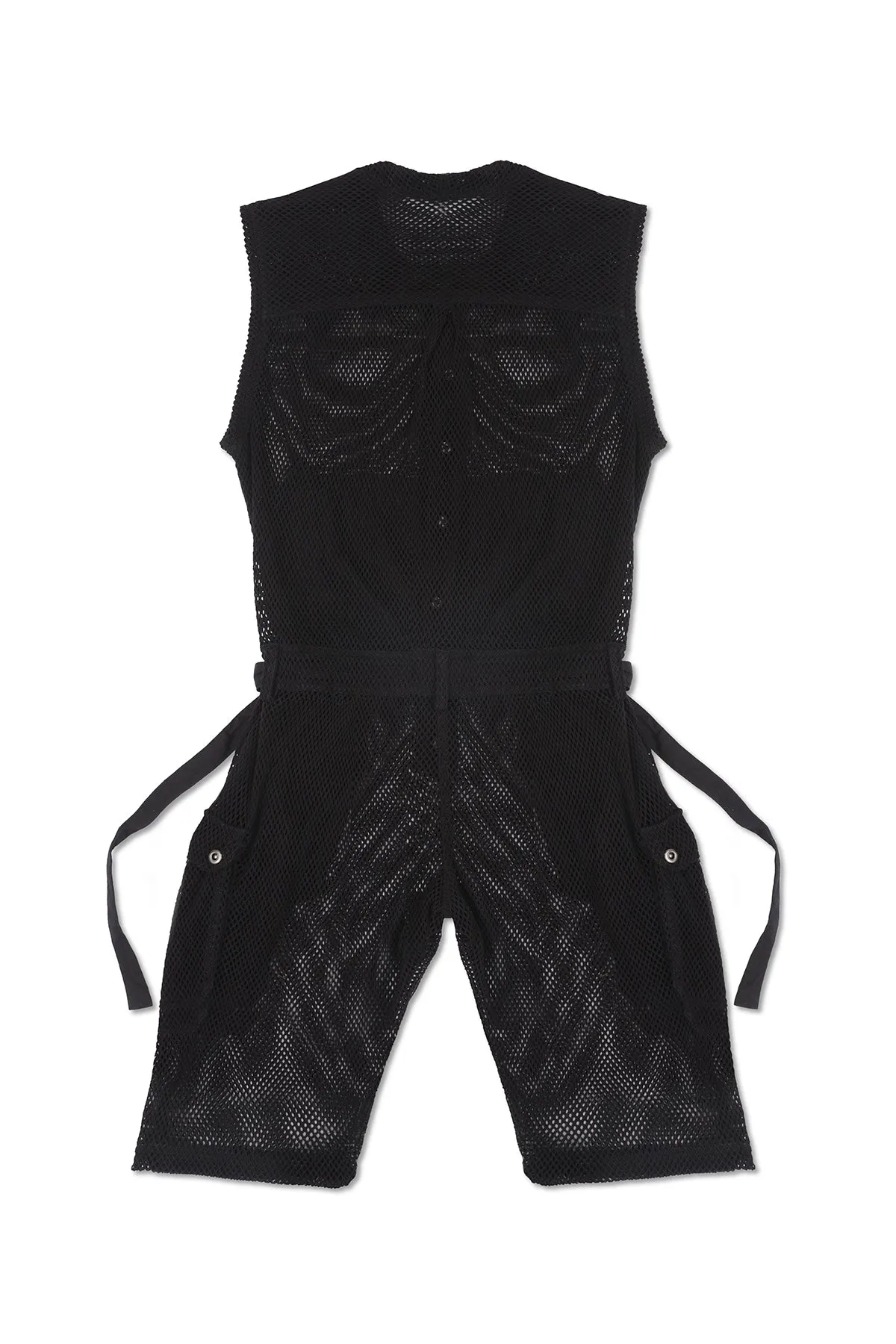 SLEEVELESS MESH JUMPSUIT IN BLACK